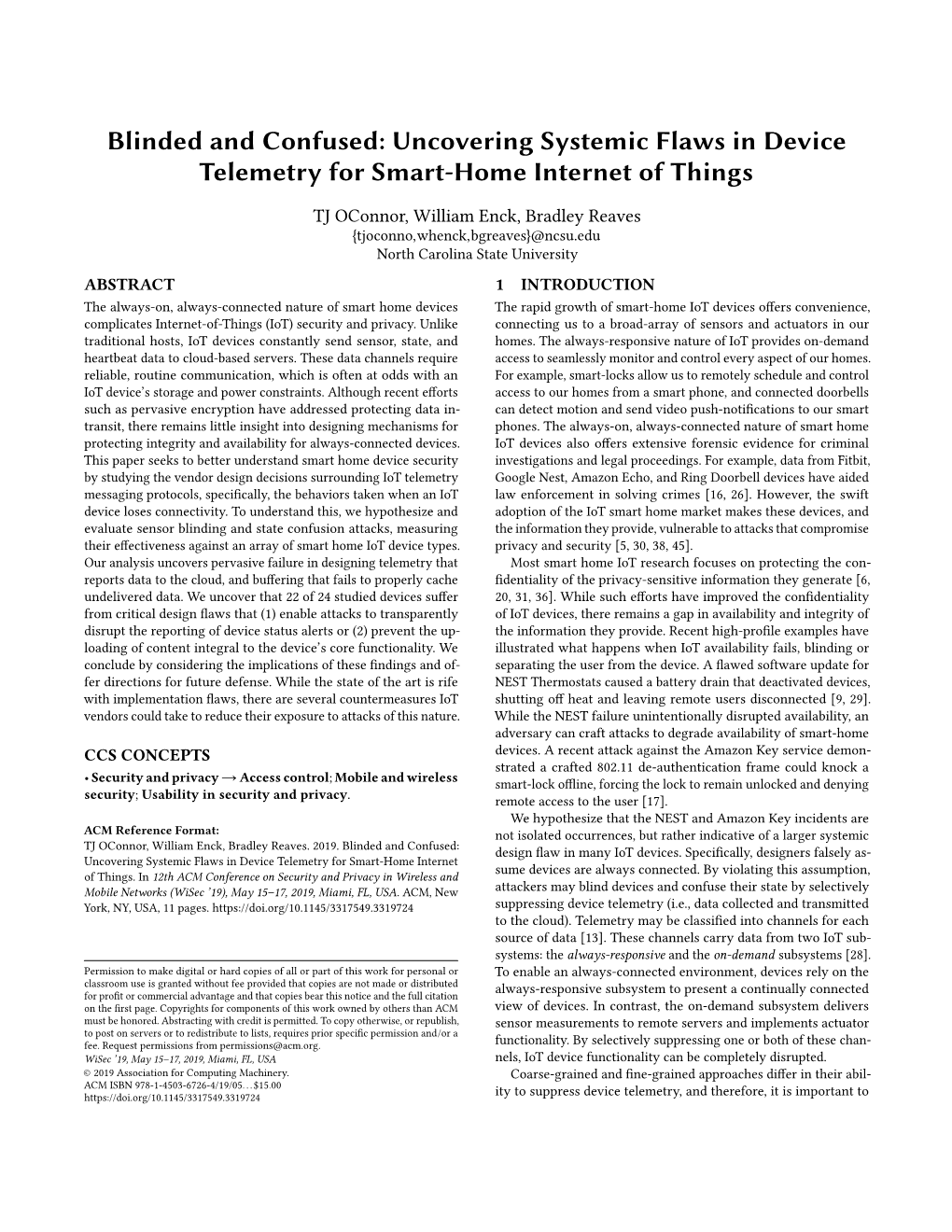 Blinded and Confused: Uncovering Systemic Flaws in Device Telemetry for Smart-Home Internet of Things