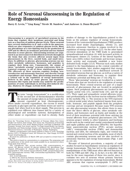 Role of Neuronal Glucosensing in the Regulation of Energy Homeostasis Barry E