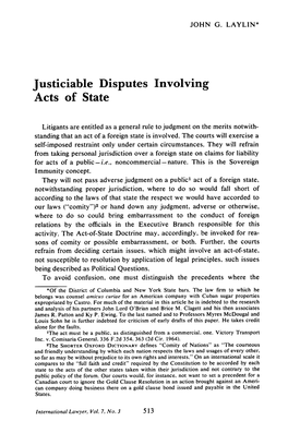 Justiciable Disputes Involving Acts of State