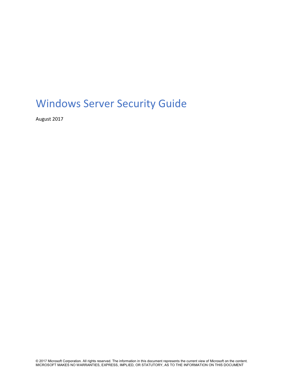 Windows Server 2016 Security Guide