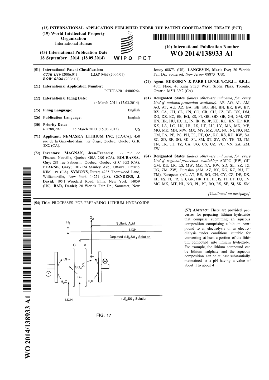 WO 2014/138933 Al 18 September 2014 (18.09.2014) P O P C T