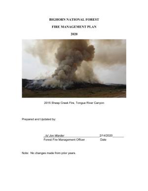 Bighorn NF Fire Management Plan 2019