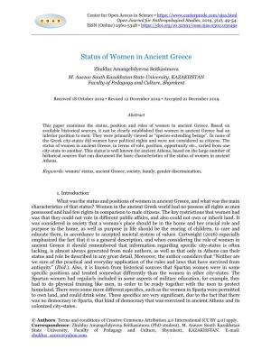 Status of Women in Ancient Greece