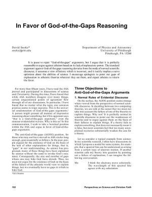 In Favor of God-Of-The-Gaps Reasoning