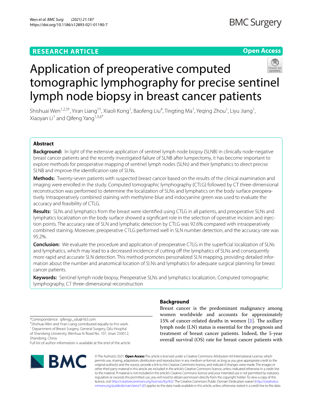 Application of Preoperative Computed Tomographic Lymphography For