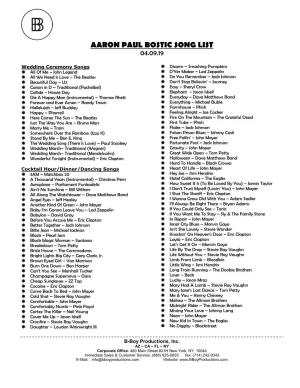 Aaron Paul Bostic Song List 04.09.19