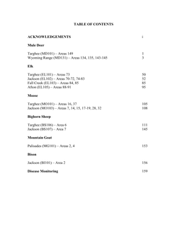 TABLE of CONTENTS ACKNOWLEDGEMENTS I Mule