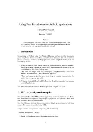Using Free Pascal to Create Android Applications
