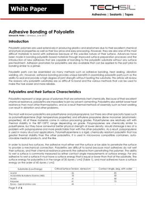 Adhesive Bonding of Polyolefin Edward M
