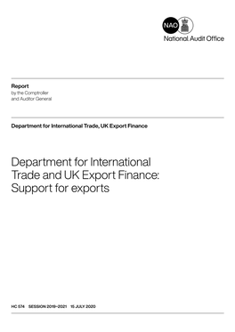 Department for International Trade and UK Export Finance: Support for Exports