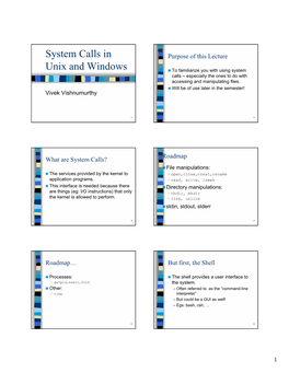 System Calls in Unix and Windows
