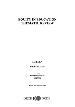 Equity in Education Thematic Review