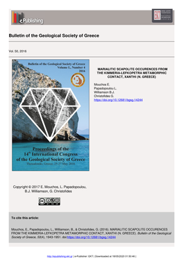 Bulletin of the Geological Society of Greece