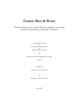 Cotton, Rice & Water