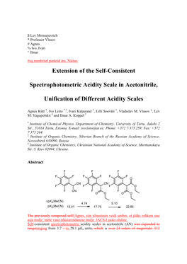 Extension of the Self-Consistent Spectrophotometric Acidity Scale In