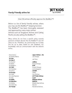 Family Friendly Airline List