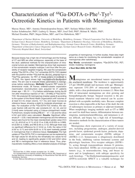 Characterization of 68Ga-DOTA-D-Phe1-Tyr3- Octreotide Kinetics in Patients with Meningiomas