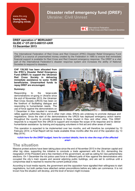 Disaster Relief Emergency Fund (DREF) Ukraine: Civil Unrest