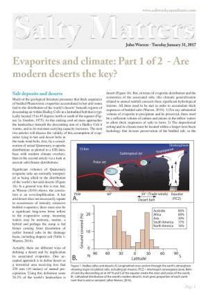 Warren, J. K. Evaporites and Climate: Part 1 of 2