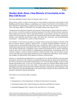 Member Book, Heine, Chan Rhetoric of Uncertainty in the Blue Cliff Record