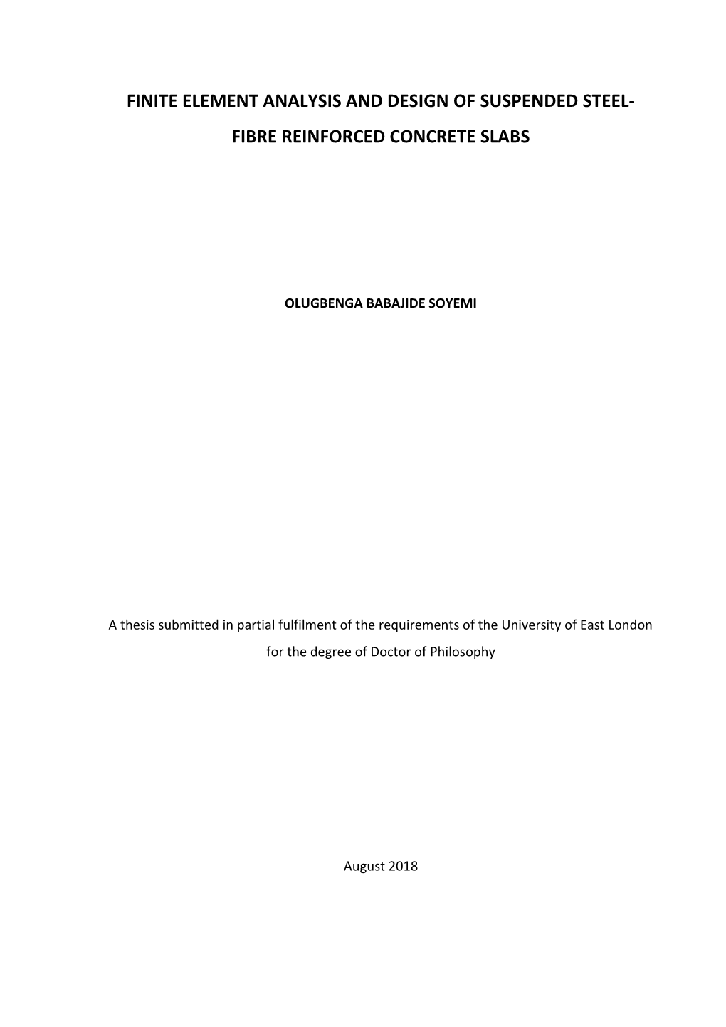 Finite Element Analysis and Design of Suspended Steel- Fibre Reinforced Concrete Slabs