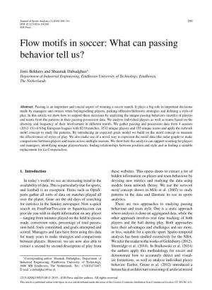Flow Motifs in Soccer: What Can Passing Behavior Tell Us?