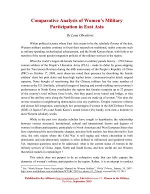 Comparative Analysis of Women's Military Participation in East Asia