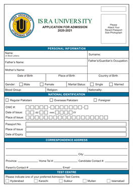 Admission Form 2020-2021