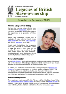 Legacies of British Slave-Ownership Newsletter February 2019