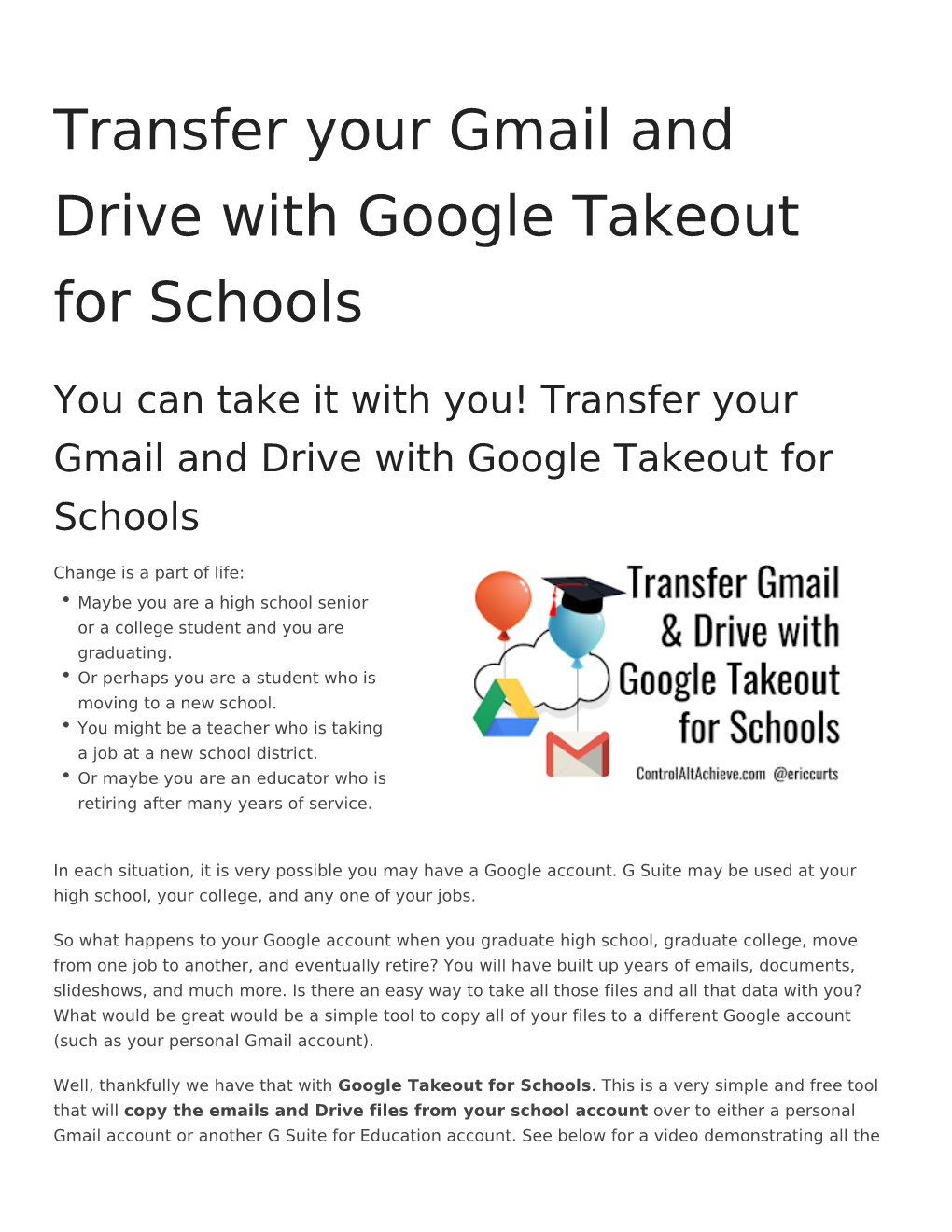 Transfer Your Gmail and Drive with Google Takeout for Schools