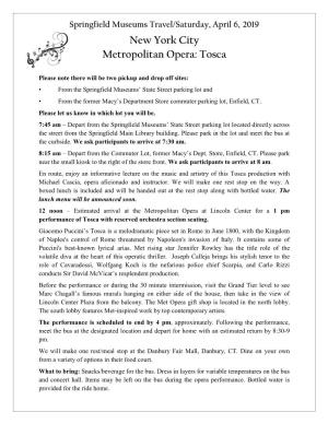 New York City Metropolitan Opera: Tosca
