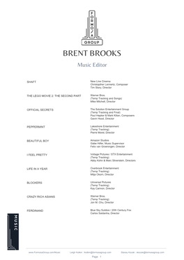 BRENT BROOKS Music Editor
