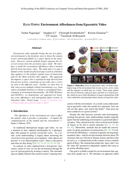 EGO-TOPO: Environment Affordances from Egocentric Video