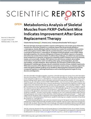 Metabolomics Analysis of Skeletal Muscles from FKRP-Deficient Mice