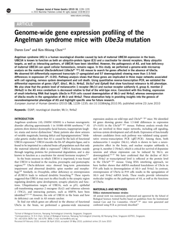 Genome-Wide Gene Expression Profiling of the Angelman Syndrome