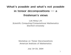 What's Possible and What's Not Possible in Tensor Decompositions