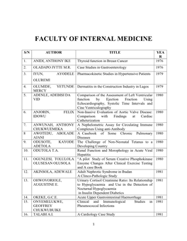 Faculty of Internal Medicine