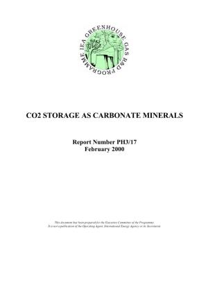 Co2 Storage As Carbonate Minerals