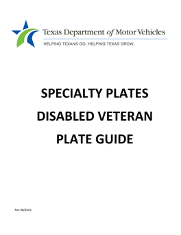 Specialty Plates Disabled Veteran Plate Guide