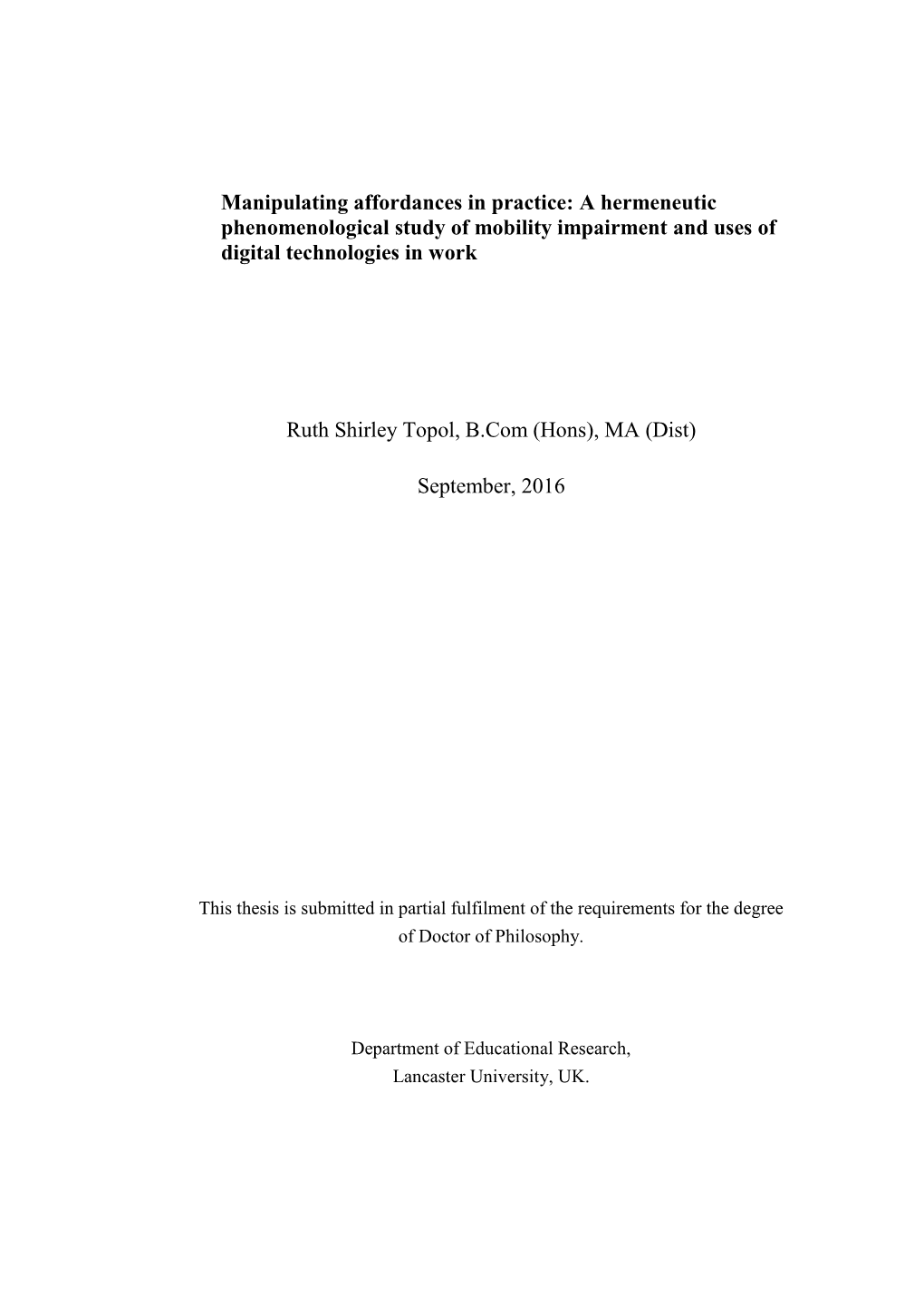 Manipulating Affordances in Practice: a Hermeneutic Phenomenological Study of Mobility Impairment and Uses of Digital Technologies in Work