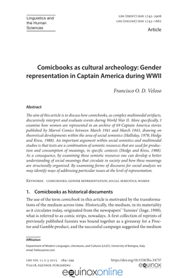 Comicbooks As Cultural Archeology: Gender Representation in Captain America During WWII