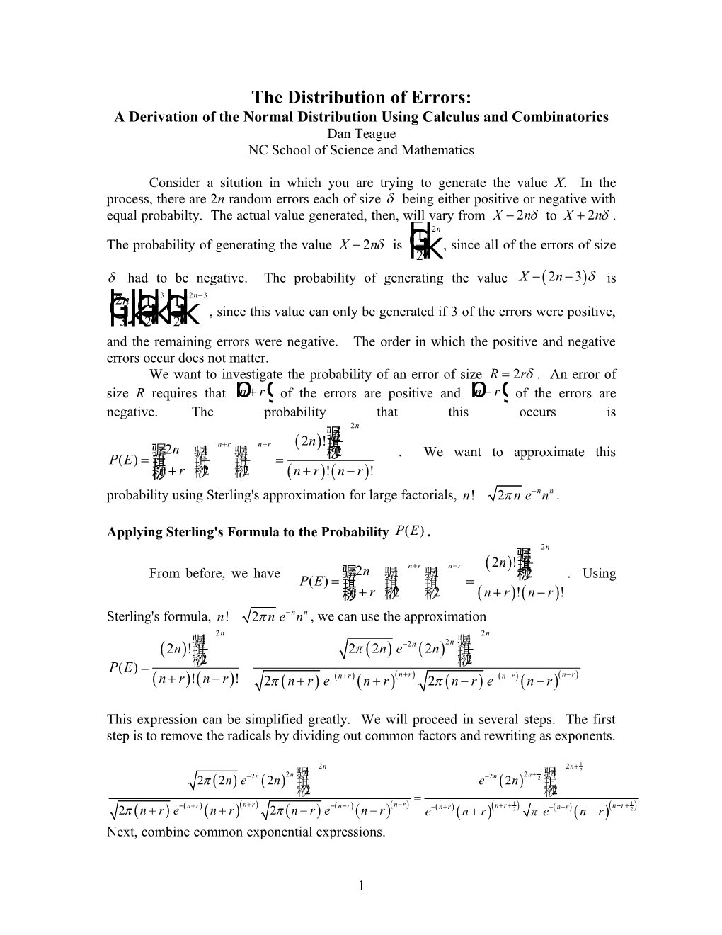 The Distribution of Errors