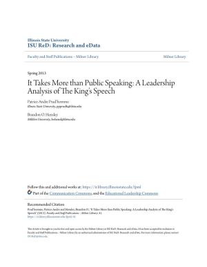 A Leadership Analysis of the King's Speech
