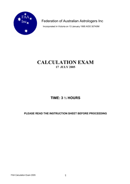 Calculation Exam 17 July 2005