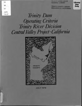 Trinity Dam Operating Criteria Trinity River Division Central Valley Project-California