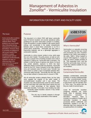 Management of Asbestos in Vermiculite Insulation