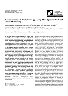 Chemotaxonomy of Trichoderma Spp. Using Mass Spectrometry-Based Metabolite Profiling