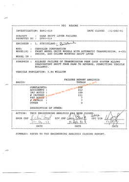 Ea91-O10 Date Closed