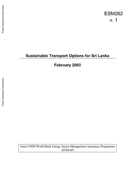 Sustainable Transport Options for Sri Lanka February 2003