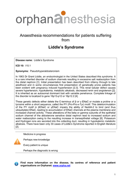 Liddle's Syndrome